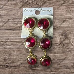 Vintage Loretta Red Drop Earrings